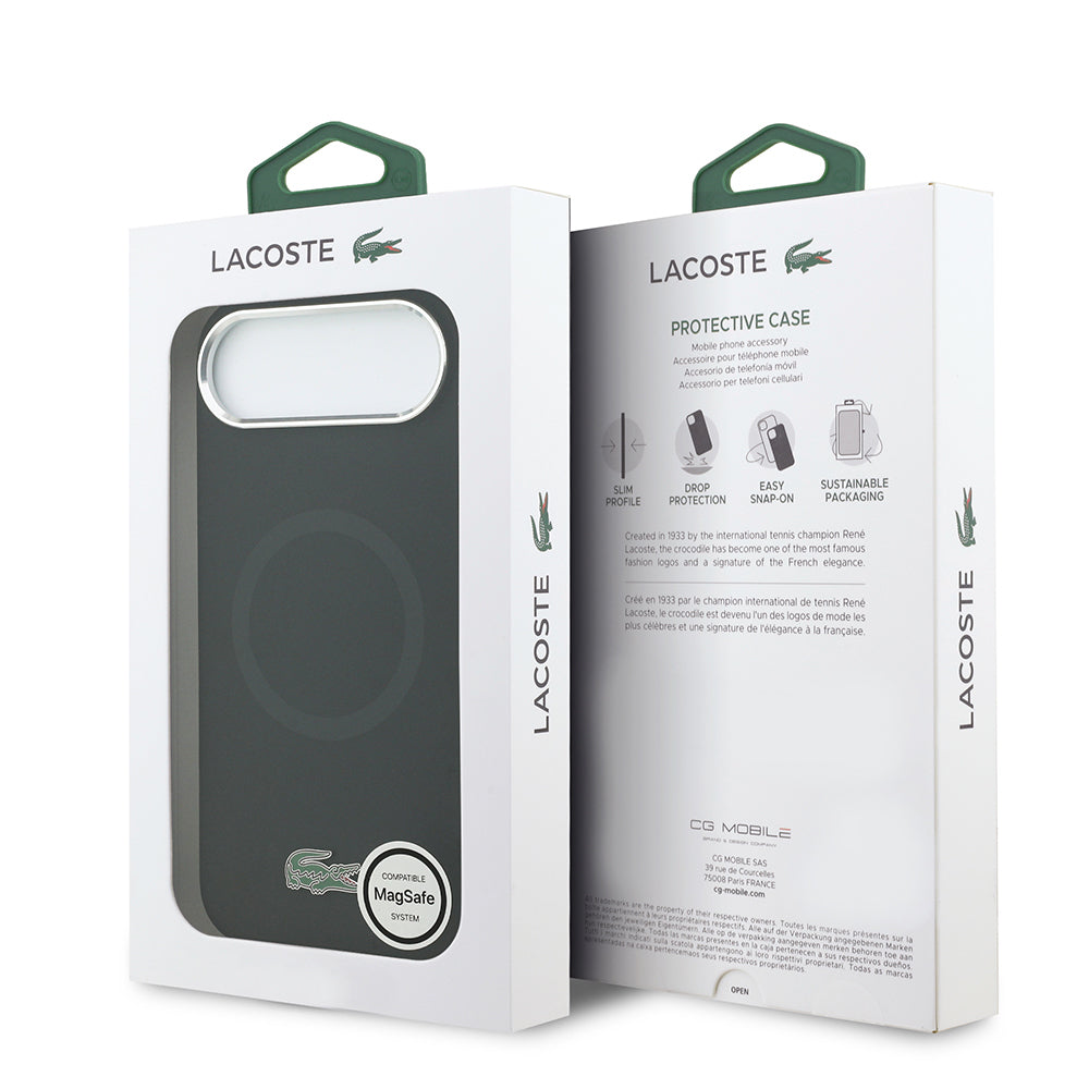 Apple iPhone 17 Air Kılıf Lacoste Orjinal Lisanslı M-safe Şarj Özellikli İkonik Logolu Metal Kamera Çerçeveli Silikon Kapak