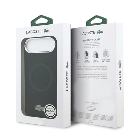 Apple iPhone 17 Air Kılıf Lacoste Orjinal Lisanslı M-safe Şarj Özellikli İkonik Logolu Metal Kamera Çerçeveli Silikon Kapak