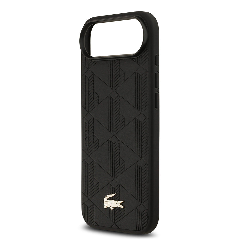 Apple iPhone 17 Air Kılıf Lacoste Orjinal Lisanslı M-safe Şarj Özellikli PU Deri Tasarımlı Karışık Monogram Desenli Kapak