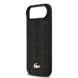 Apple iPhone 17 Air Kılıf Lacoste Orjinal Lisanslı M-safe Şarj Özellikli PU Deri Tasarımlı Karışık Monogram Desenli Kapak