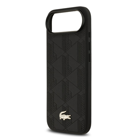 Apple iPhone 17 Air Kılıf Lacoste Orjinal Lisanslı M-safe Şarj Özellikli PU Deri Tasarımlı Karışık Monogram Desenli Kapak