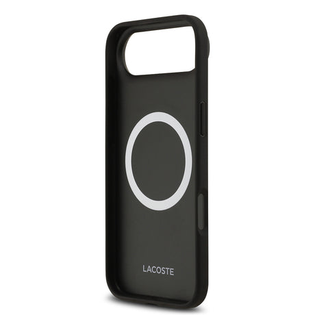 Apple iPhone 17 Air Kılıf Lacoste Orjinal Lisanslı M-safe Şarj Özellikli PU Deri Tasarımlı Karışık Monogram Desenli Kapak