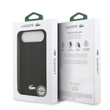 Apple iPhone 17 Air Kılıf Lacoste Orjinal Lisanslı M-safe Şarj Özellikli PU Deri Tasarımlı Karışık Monogram Desenli Kapak