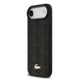 Apple iPhone 17 Air Kılıf Lacoste Orjinal Lisanslı M-safe Şarj Özellikli PU Deri Tasarımlı Karışık Monogram Desenli Kapak