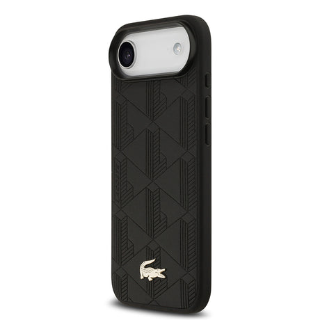 Apple iPhone 17 Air Kılıf Lacoste Orjinal Lisanslı M-safe Şarj Özellikli PU Deri Tasarımlı Karışık Monogram Desenli Kapak