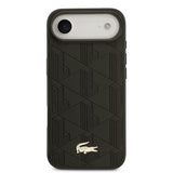 Apple iPhone 17 Air Kılıf Lacoste Orjinal Lisanslı M-safe Şarj Özellikli PU Deri Tasarımlı Karışık Monogram Desenli Kapak