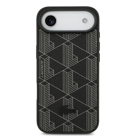 Apple iPhone 17 Air Kılıf Lacoste Orjinal Lisanslı M-safe Şarj Özellikli PU Deri Tasarımlı Kartlıklı Karışık Monogram Desenli Kapak