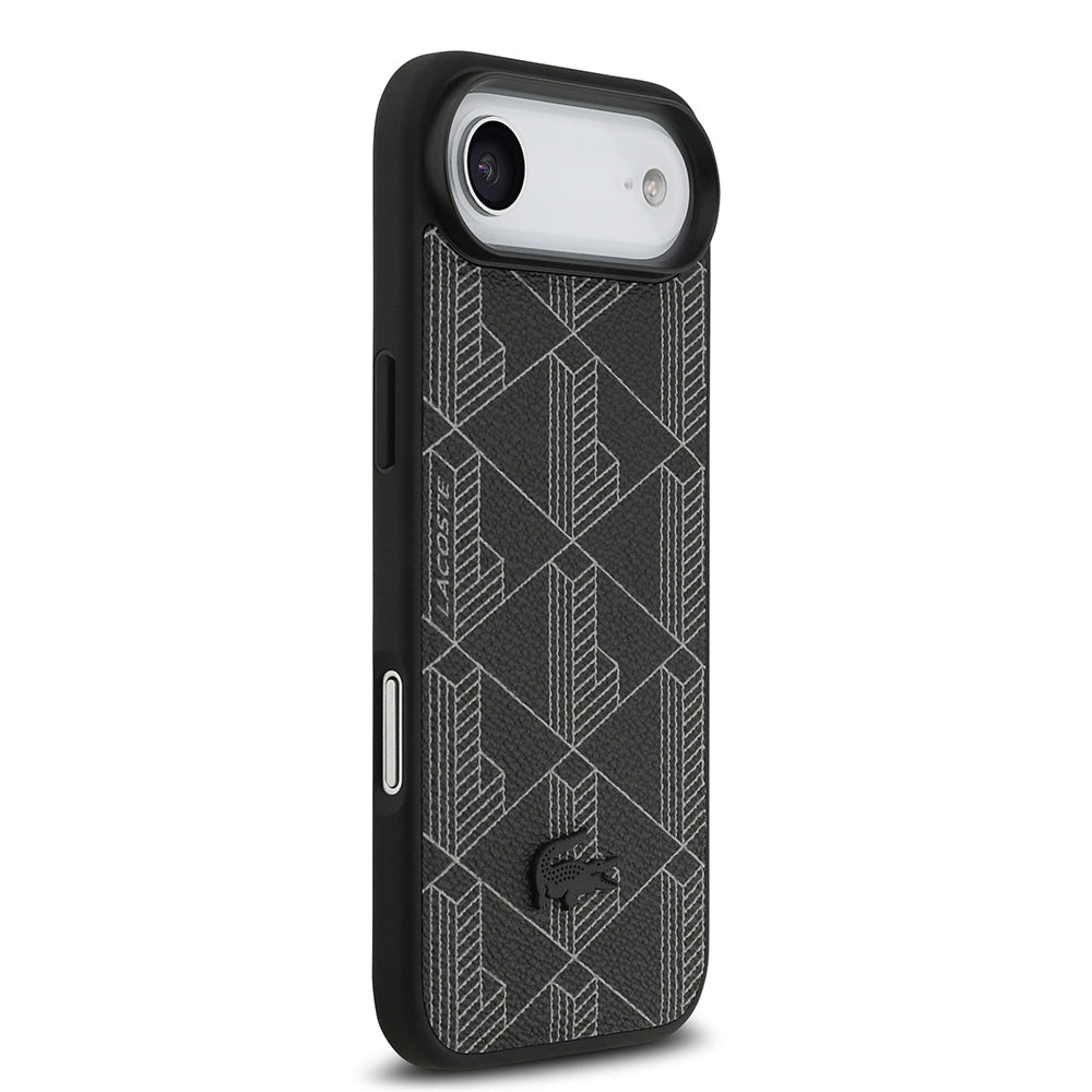 Apple iPhone 17 Air Kılıf Lacoste Orjinal Lisanslı M-safe Şarj Özellikli PU Deri Tasarımlı Kartlıklı Karışık Monogram Desenli Kapak