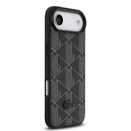 Apple iPhone 17 Air Kılıf Lacoste Orjinal Lisanslı M-safe Şarj Özellikli PU Deri Tasarımlı Kartlıklı Karışık Monogram Desenli Kapak