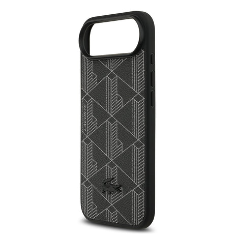 Apple iPhone 17 Air Kılıf Lacoste Orjinal Lisanslı M-safe Şarj Özellikli PU Deri Tasarımlı Kartlıklı Karışık Monogram Desenli Kapak