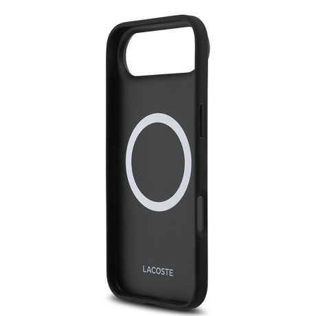 Apple iPhone 17 Air Kılıf Lacoste Orjinal Lisanslı M-safe Şarj Özellikli PU Deri Tasarımlı Kartlıklı Karışık Monogram Desenli Kapak