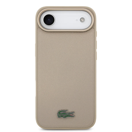 Apple iPhone 17 Air Kılıf Lacoste Orjinal Lisanslı M-safe Şarj Özellikli PU Pike Desenli Metal Logolu Kartlıklı Kapak