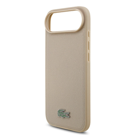 Apple iPhone 17 Air Kılıf Lacoste Orjinal Lisanslı M-safe Şarj Özellikli PU Pike Desenli Metal Logolu Kartlıklı Kapak