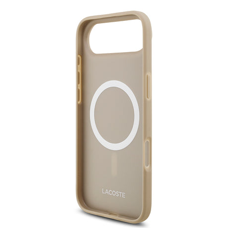 Apple iPhone 17 Air Kılıf Lacoste Orjinal Lisanslı M-safe Şarj Özellikli PU Pike Desenli Metal Logolu Kartlıklı Kapak