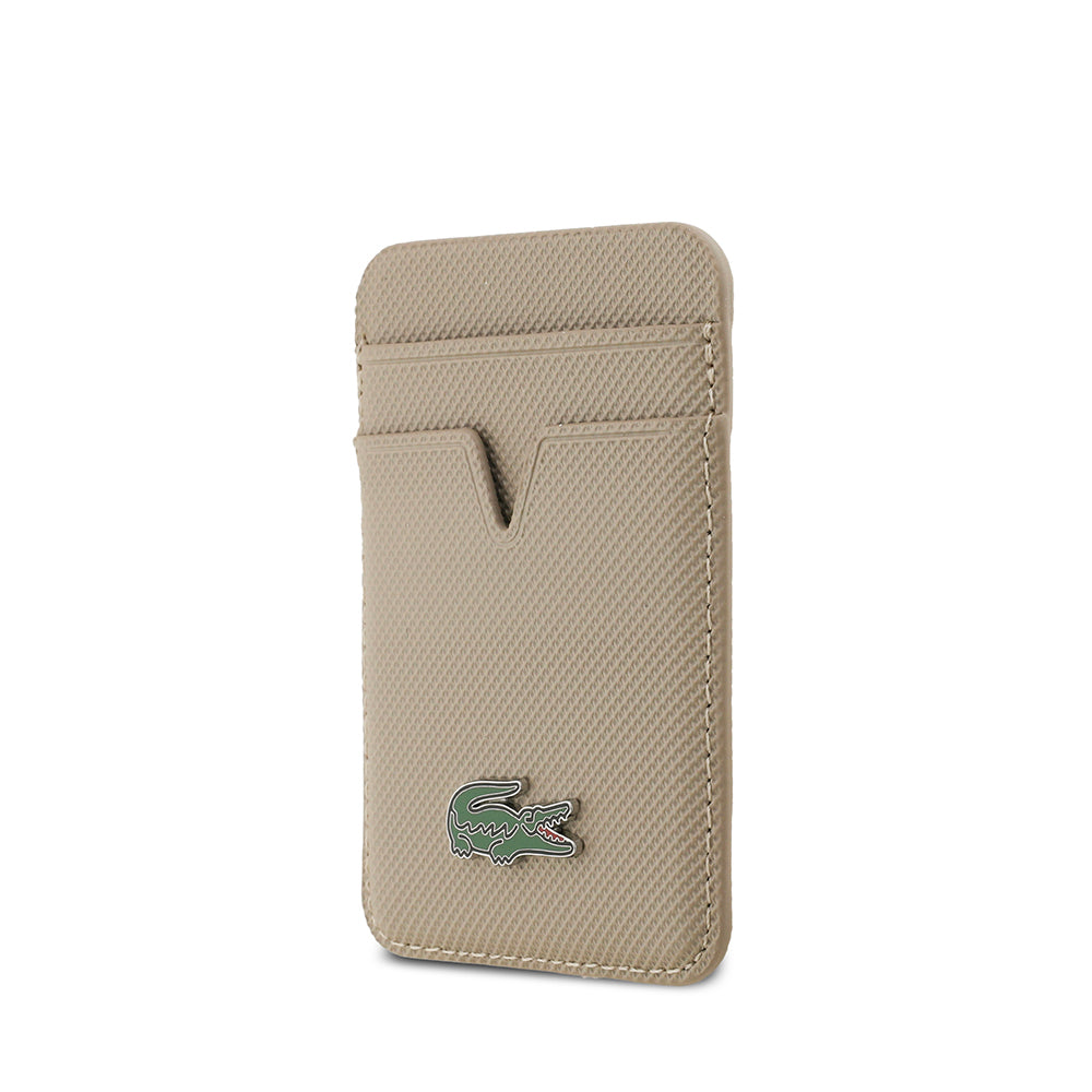 Apple iPhone 17 Air Kılıf Lacoste Orjinal Lisanslı M-safe Şarj Özellikli PU Pike Desenli Metal Logolu Kartlıklı Kapak