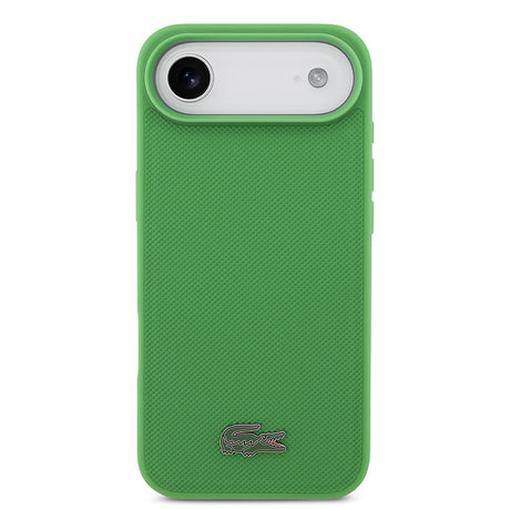 Apple iPhone 17 Air Kılıf Lacoste Orjinal Lisanslı M-safe Şarj Özellikli PU Pike Desenli Metal Logolu Kartlıklı Kapak