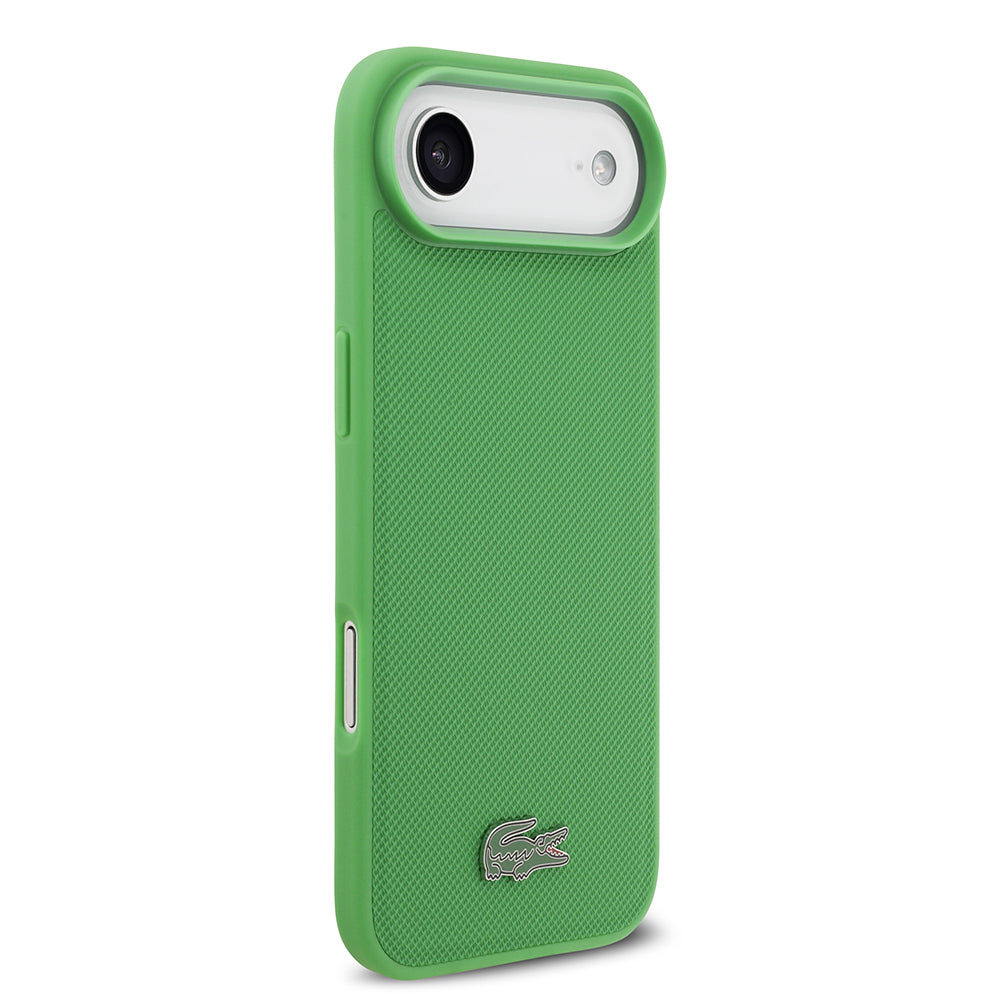 Apple iPhone 17 Air Kılıf Lacoste Orjinal Lisanslı M-safe Şarj Özellikli PU Pike Desenli Metal Logolu Kartlıklı Kapak