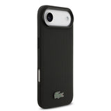 Apple iPhone 17 Air Kılıf Lacoste Orjinal Lisanslı M-safe Şarj Özellikli PU Pike Desenli Metal Logolu Kartlıklı Kapak