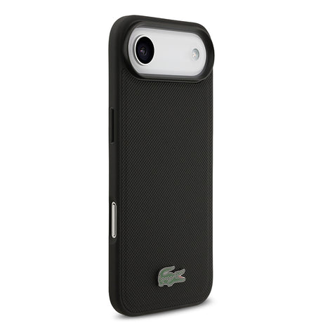 Apple iPhone 17 Air Kılıf Lacoste Orjinal Lisanslı M-safe Şarj Özellikli PU Pike Desenli Metal Logolu Kartlıklı Kapak