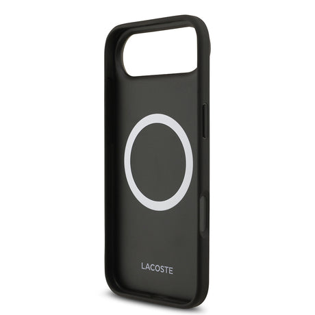 Apple iPhone 17 Air Kılıf Lacoste Orjinal Lisanslı M-safe Şarj Özellikli PU Pike Desenli Metal Logolu Kartlıklı Kapak