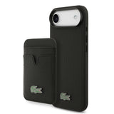 Apple iPhone 17 Air Kılıf Lacoste Orjinal Lisanslı M-safe Şarj Özellikli PU Pike Desenli Metal Logolu Kartlıklı Kapak