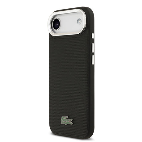 Apple iPhone 17 Air Kılıf Lacoste Orjinal Lisanslı M-safe Şarj Özellikli PU Pike Desenli Standlı Metal Logolu Kapak