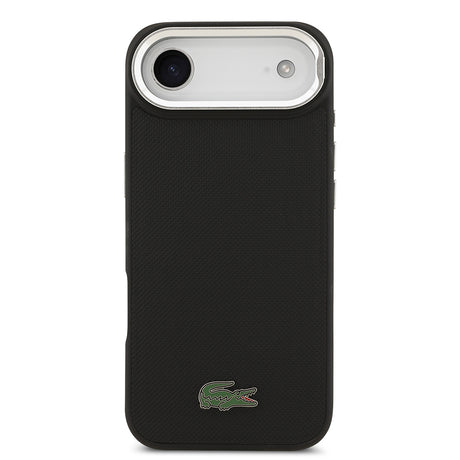 Apple iPhone 17 Air Kılıf Lacoste Orjinal Lisanslı M-safe Şarj Özellikli PU Pike Desenli Standlı Metal Logolu Kapak