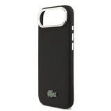 Apple iPhone 17 Air Kılıf Lacoste Orjinal Lisanslı M-safe Şarj Özellikli PU Pike Desenli Standlı Metal Logolu Kapak