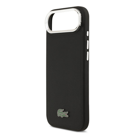 Apple iPhone 17 Air Kılıf Lacoste Orjinal Lisanslı M-safe Şarj Özellikli PU Pike Desenli Standlı Metal Logolu Kapak