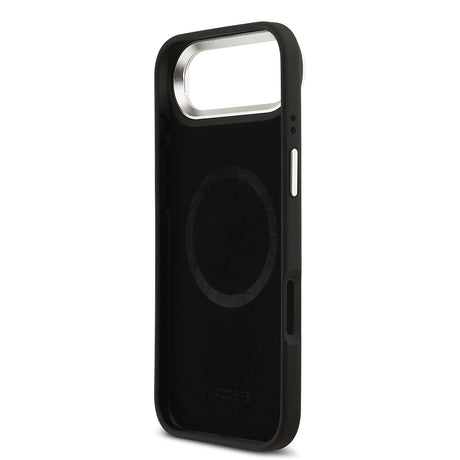Apple iPhone 17 Air Kılıf Lacoste Orjinal Lisanslı M-safe Şarj Özellikli PU Pike Desenli Standlı Metal Logolu Kapak