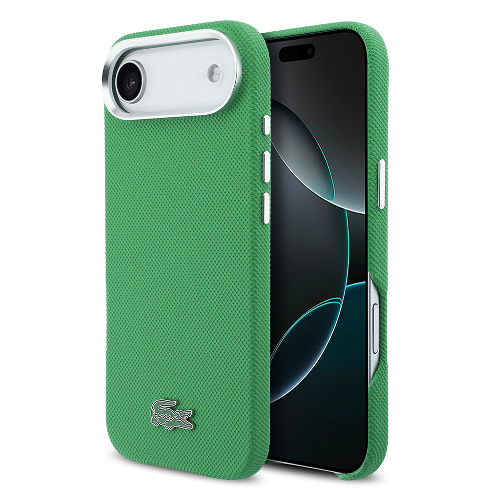 Apple iPhone 17 Air Kılıf Lacoste Orjinal Lisanslı M-Safe Şarj Özellikli PVC Pike Desenli Arka Yüzey İkonik Timsah Dokuma Logolu Kapak