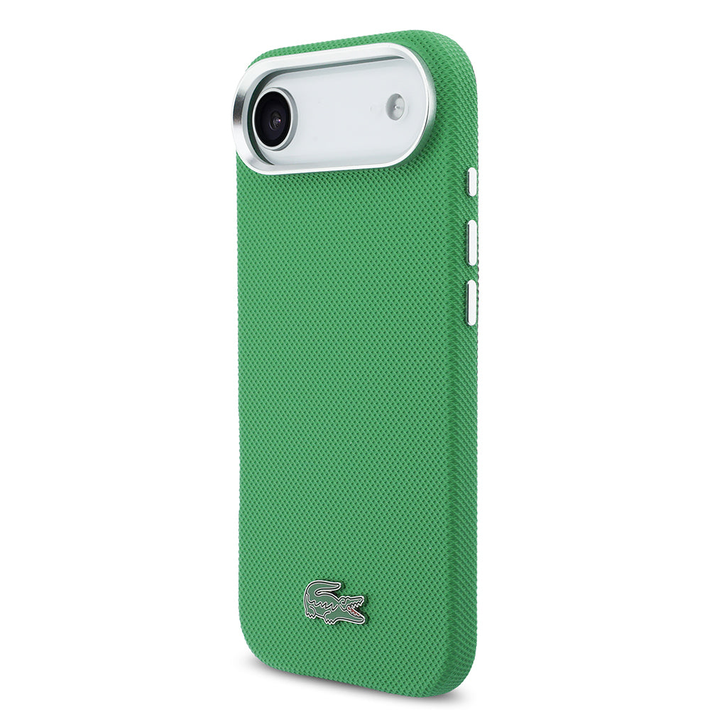 Apple iPhone 17 Air Kılıf Lacoste Orjinal Lisanslı M-Safe Şarj Özellikli PVC Pike Desenli Arka Yüzey İkonik Timsah Dokuma Logolu Kapak