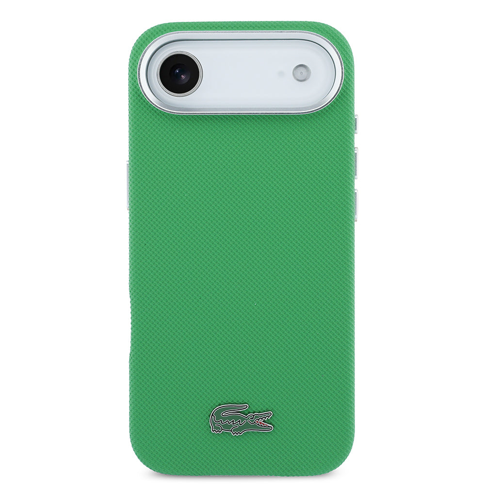 Apple iPhone 17 Air Kılıf Lacoste Orjinal Lisanslı M-Safe Şarj Özellikli PVC Pike Desenli Arka Yüzey İkonik Timsah Dokuma Logolu Kapak