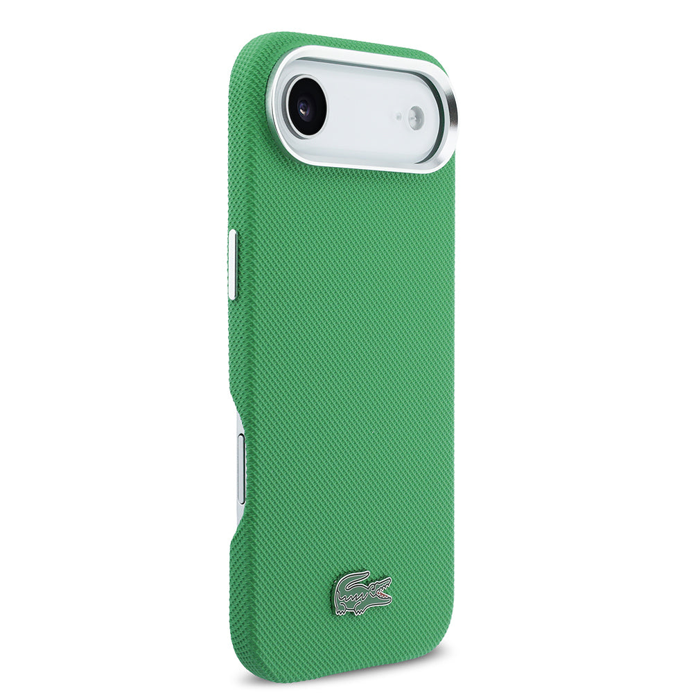 Apple iPhone 17 Air Kılıf Lacoste Orjinal Lisanslı M-Safe Şarj Özellikli PVC Pike Desenli Arka Yüzey İkonik Timsah Dokuma Logolu Kapak