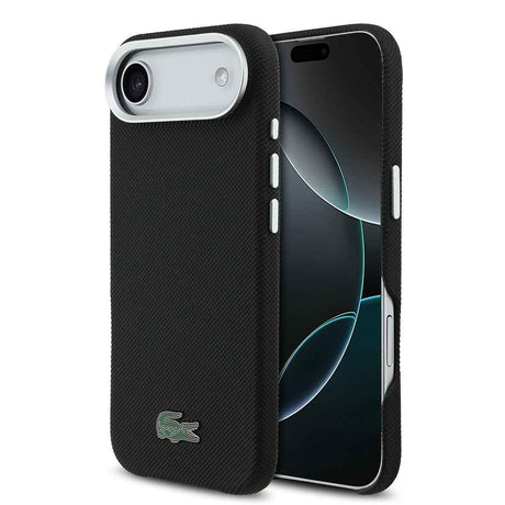 Apple iPhone 17 Air Kılıf Lacoste Orjinal Lisanslı M-Safe Şarj Özellikli PVC Pike Desenli Arka Yüzey İkonik Timsah Dokuma Logolu Kapak