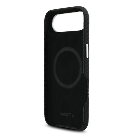 Apple iPhone 17 Air Kılıf Lacoste Orjinal Lisanslı M-Safe Şarj Özellikli PVC Pike Desenli Arka Yüzey İkonik Timsah Dokuma Logolu Kapak