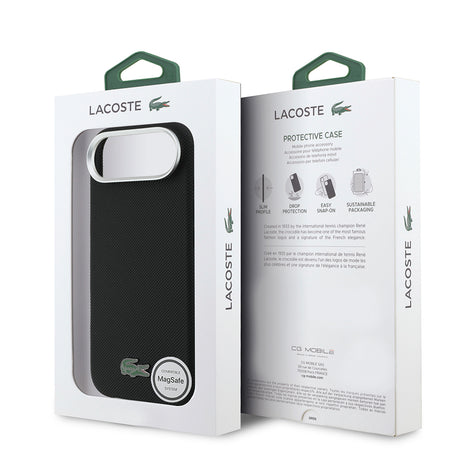 Apple iPhone 17 Air Kılıf Lacoste Orjinal Lisanslı M-Safe Şarj Özellikli PVC Pike Desenli Arka Yüzey İkonik Timsah Dokuma Logolu Kapak