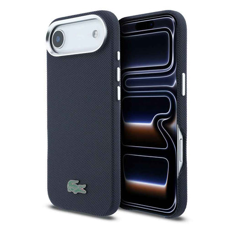 Apple iPhone 17 Air Kılıf Lacoste Orjinal Lisanslı M-Safe Şarj Özellikli PVC Pike Desenli Arka Yüzey İkonik Timsah Dokuma Logolu Kapak