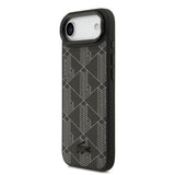 Apple iPhone 17 Air Kılıf Lacoste Orjinal Lisanslı M-safe Şarj Özellikli Standlı PU Deri Karışık Monogram Desenli Kapak