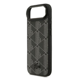 Apple iPhone 17 Air Kılıf Lacoste Orjinal Lisanslı M-safe Şarj Özellikli Standlı PU Deri Karışık Monogram Desenli Kapak