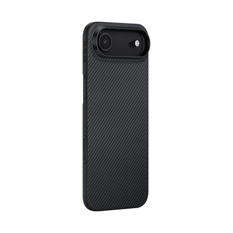 Apple iPhone 17 Air Kılıf M-safe Şarj Özellikli 1500D Aramid Fiber Pitaka Ultra-Slim Classic Serisi Black-Grey Twill Kapak