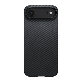 Apple iPhone 17 Air Kılıf M-safe Şarj Özellikli 1500D Aramid Fiber Pitaka Ultra-Slim Classic Serisi Black-Grey Twill Kapak
