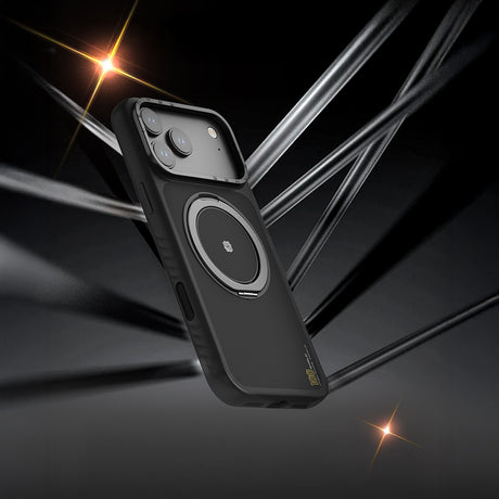 Apple iPhone 17 Air Kılıf M-safe Şarj Özellikli Metal Standlı Lenyes CK225 Kevlar Kapak