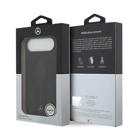 Apple iPhone 17 Air Kılıf Mercedes Benz Orjinal Lisanslı M-safe Şarj Özellikli Dokulu Desenli Deri Kapak