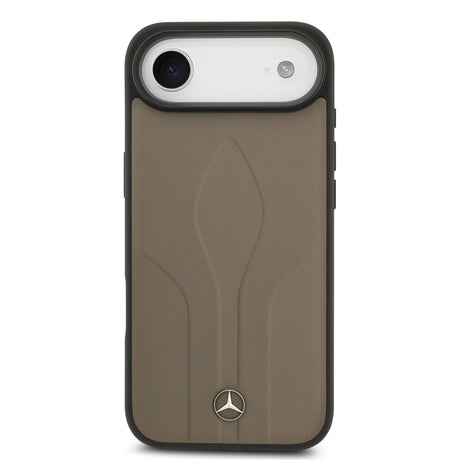 Apple iPhone 17 Air Kılıf Mercedes Benz Orjinal Lisanslı M-safe Şarj Özellikli Dokulu Desenli Deri Kapak