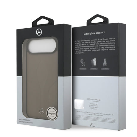 Apple iPhone 17 Air Kılıf Mercedes Benz Orjinal Lisanslı M-safe Şarj Özellikli Dokulu Desenli Deri Kapak