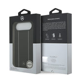 Apple iPhone 17 Air Kılıf Mercedes Benz Orjinal Lisanslı M-safe Şarj Özellikli Şeritli Yıldız Desenli Metal Logolu Deri Kapak