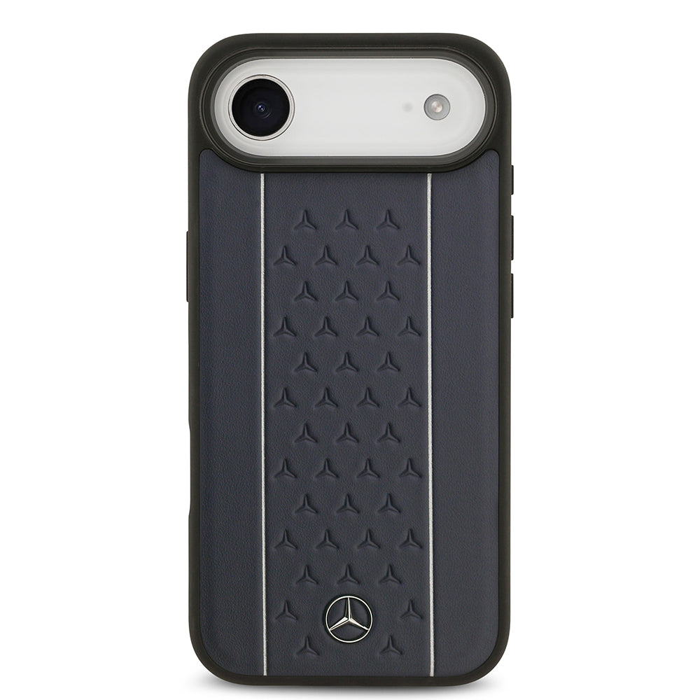 Apple iPhone 17 Air Kılıf Mercedes Benz Orjinal Lisanslı M-safe Şarj Özellikli Şeritli Yıldız Desenli Metal Logolu Deri Kapak