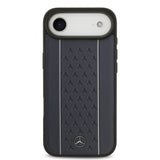 Apple iPhone 17 Air Kılıf Mercedes Benz Orjinal Lisanslı M-safe Şarj Özellikli Şeritli Yıldız Desenli Metal Logolu Deri Kapak