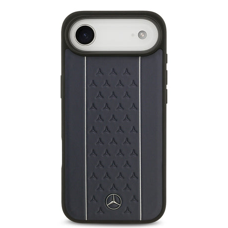 Apple iPhone 17 Air Kılıf Mercedes Benz Orjinal Lisanslı M-safe Şarj Özellikli Şeritli Yıldız Desenli Metal Logolu Deri Kapak